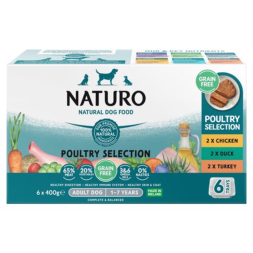 Naturo Grain Free Poultry Variety Adult Dog Food 6 Pack (2.4 kg)
