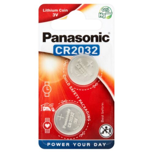 Panasonic CR2032 Lithium Coin Batteries 2 Pack (1 Piece)