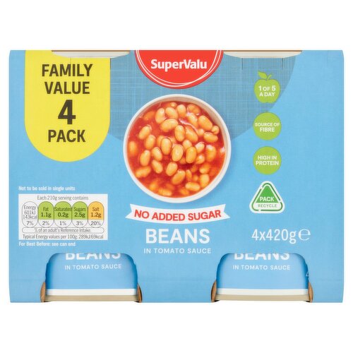 SuperValu No Added Sugar Beans 4 Pack (420 g)