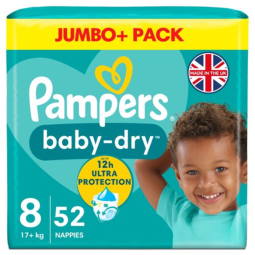 Pampers Baby Dry Size 8 Nappies Jumbo+ Pack (52 Piece)