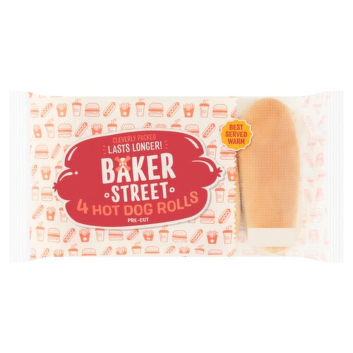 Baker Street Hot Dog Rolls 4 Pack (250 g)