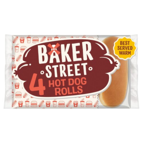 Baker Street Hot Dog Rolls 4 Pack (250 g)