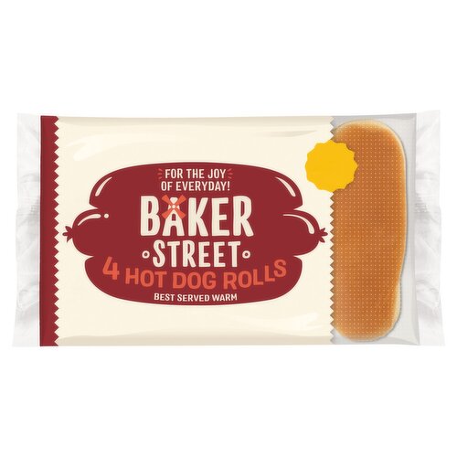 Baker Street Hot Dog Rolls 4 Pack (250 g)