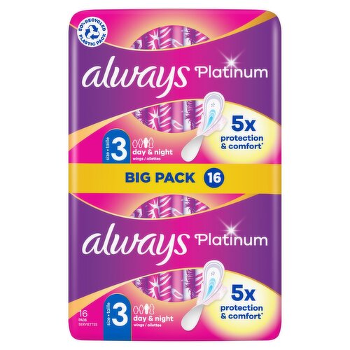 Always Platinum Night Pads with Wings (16 Piece)