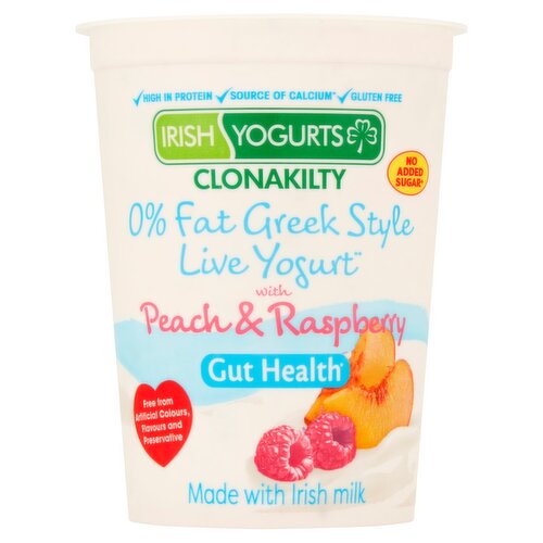 Irish Yogurts 0% Fat Live Yogurt with Peach & Raspberry (450 g)