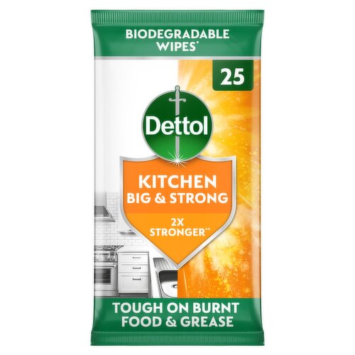 Dettol Big & Strong Antibacterial Kitchen Wipes (25 Piece)