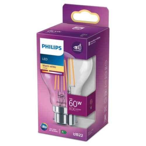 Philips LED 60W B22 Warm White Light Bulb (1 Piece)