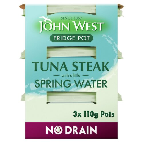 John West No Drain Fridge Pot Tuna Steak In Springwater 3 Pack (110 g)