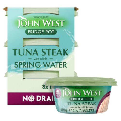 John West No Drain Fridge Pot Tuna Steak In Springwater 3 Pack (110 g)