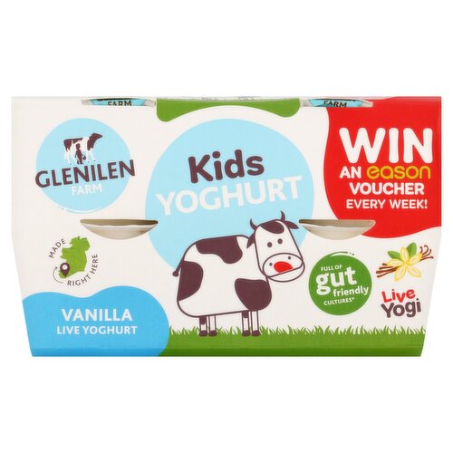 Glenilen Farm Kids Live Vanilla Yoghurt 4 Pack (360 g)