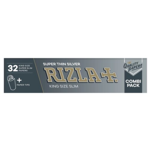 Rizla King Size Slim Silver Combi + Tips (32 Piece)