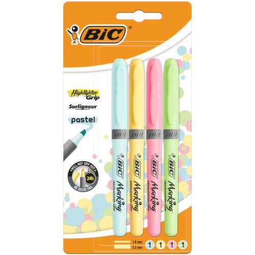 Bic Highlighters Grip Pastel 4 Pack (1 Piece)