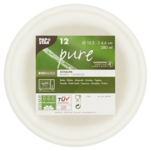 Papstar Pure Sugarcane Bowls (12 Piece)