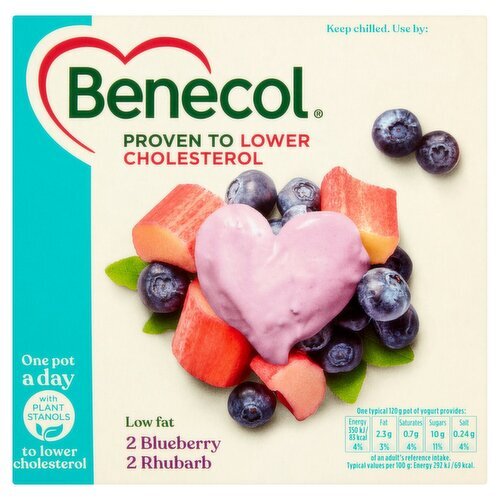 Benecol Blueberry & Rhubarb Yogurt 4 Pack (480 g)