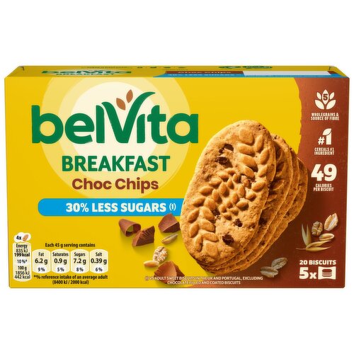 Belvita Breakfast Biscuits Chocolate Chip 5 Pack (225 g)