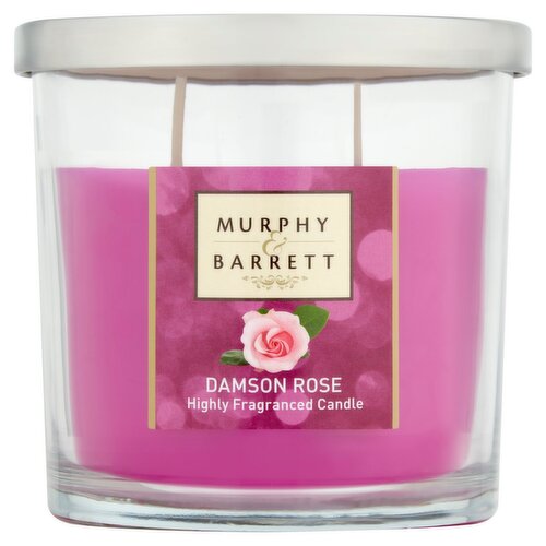 M&B 12OZ Glass Candle Damson Rose (1 Piece)