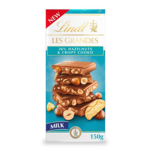 Lindt Les Grandes Hazelnuts & Crispy Cookie Milk Chocolate Bar (150 g)