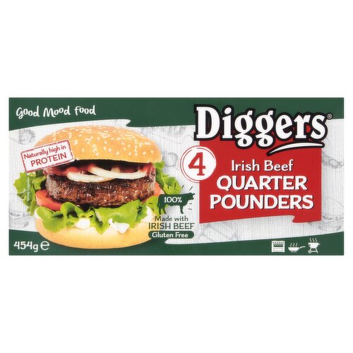 Diggers Beef Quarter Pounders 4 Pack (454 g)