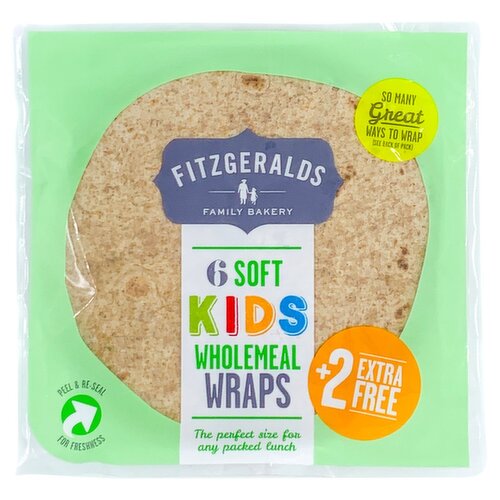 Fitzgeralds Wholemeal Kids Wraps 8 Pack (320 g)