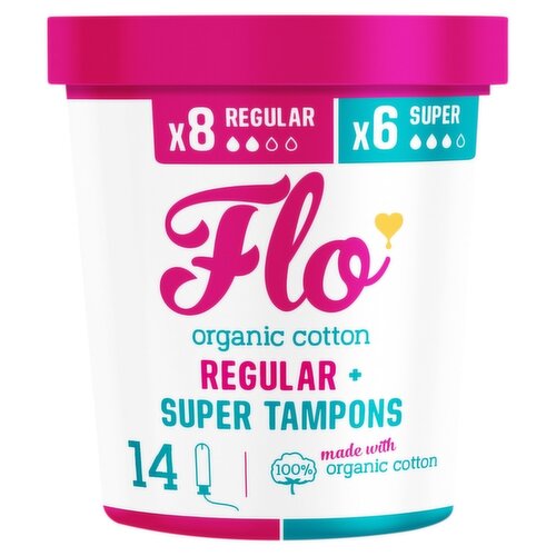 Flo Organic Cotton Tampons (14 Piece)