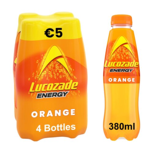 Lucozade Energy Orange Bottle 4 Pack (380 ml)