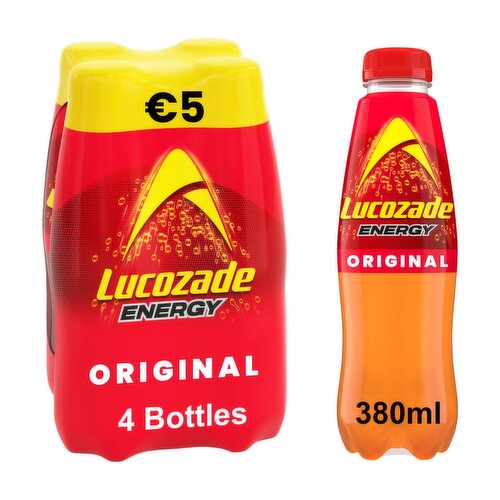 Lucozade Energy Original Bottle 4 Pack (380 ml)