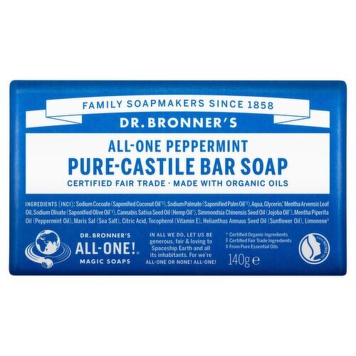 Dr Bronners Org Bar Peppermint (140 g)