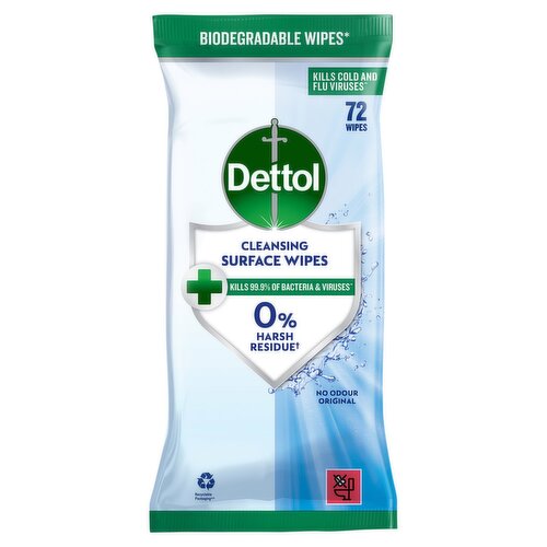 Dettol Surface Cleanser Bio Wipes (72 Piece)