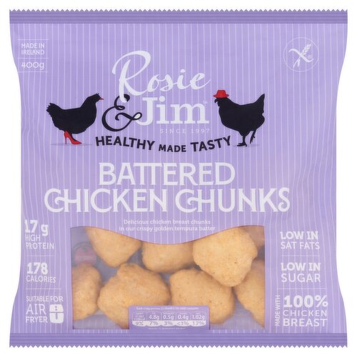 Rosie & Jim Gluten Free Battered Chicken Chunks (400 g)