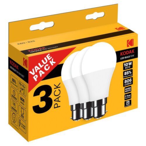 Kodak A60 10w Bc LED 3 Pack (3 Piece)