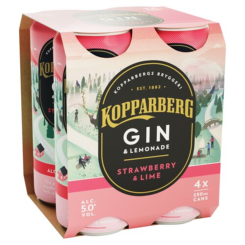 Kopparberg Gin & Lemonade Strawberry & Lime Can 4 Pack (250 ml)