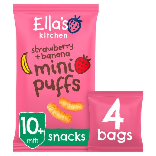 Ella's Kitchen Strawberry & Banana Mini Puffs 10+ Months 4 Pack (8 g)