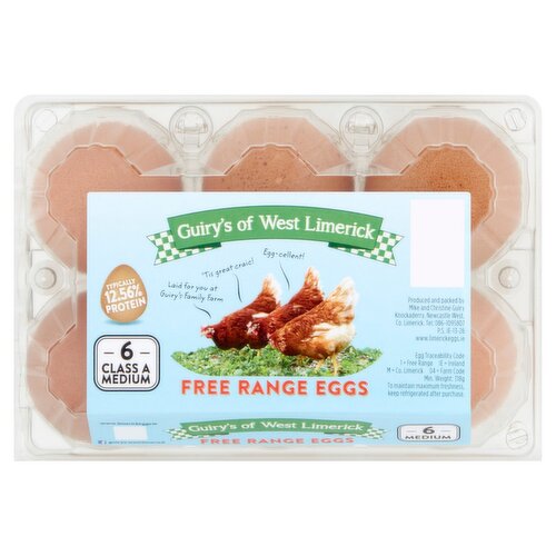 Guiry's of West Limerick 6 Medium Free Range Eggs (318 g)