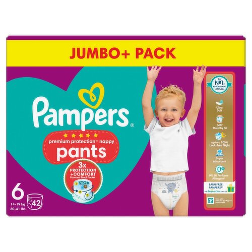 Pampers Premium Protection Nappy Pants Size 6 Nappies (42 Piece)