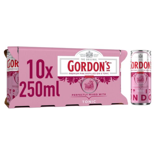 Gordon's Pink Gin & Tonic Cans 10 Pack (250 ml)