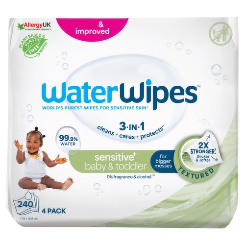 Waterwipes Textured Clean Baby Wipes 4 Pack (60 Piece)
