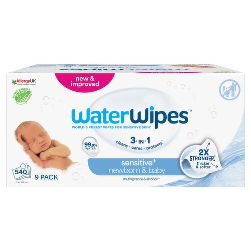 WaterWipes Original Baby Wipes 9 Pack (60 Piece)