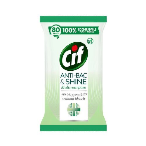 Cif Antibacterial & Shine Wipes (80 Piece)