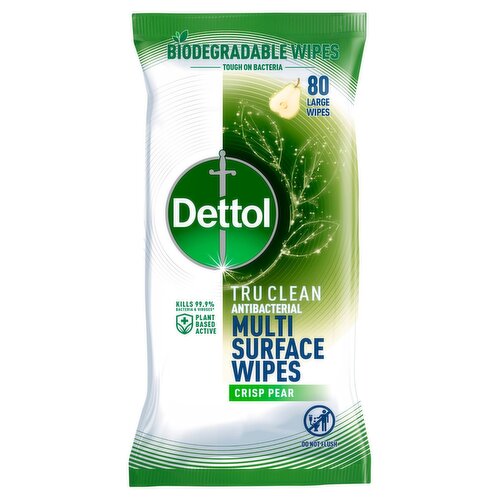 Dettol Tru Clean Bio Antibac Wipes Pear 80s (80 Piece)