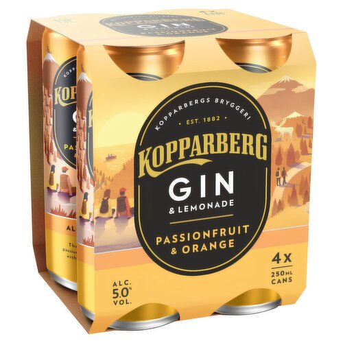 Kopparberg Gin & Lemonade Passionfruit & Orange Can 4 Pack (250 ml)