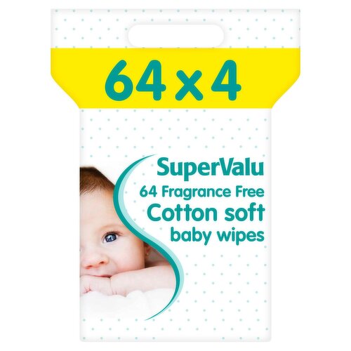 SuperValu Baby Wipes Fragrance Free 4 Pack (64 Piece)