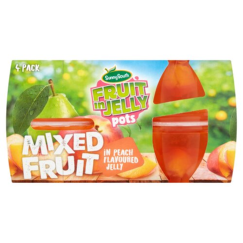 Sunny South Fruit Pots Mixed Fruit In Peach Jelly 4 Pack (120 g)