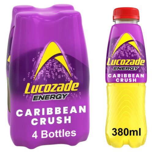 Lucozade Energy Drink Caribbean Crush Bottle 4 Pack (380 ml)
