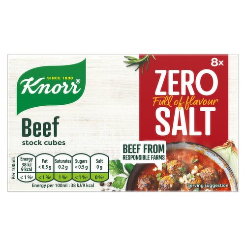 Knorr Beef Zero Salt Stock 8 Cubes (72 g)