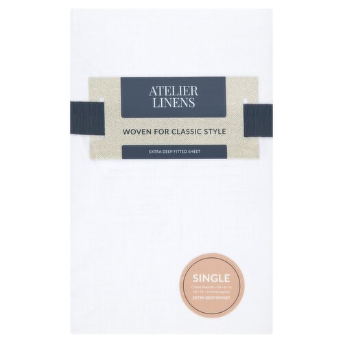 Atelier Linens Fitted Sheet Single White (1 Piece)