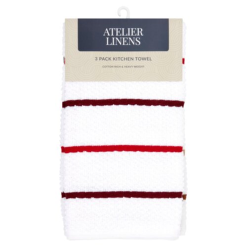 Atelier Linen Striped 3 Pack Tea Towel (3 Piece)