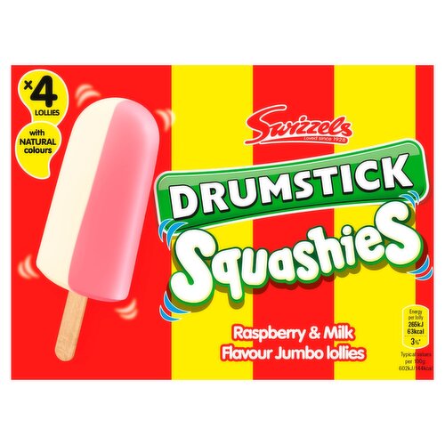 Swizzels Drumstick Squashies Raspberry & Milk Ice Lollies 4 Pack (70 ml)
