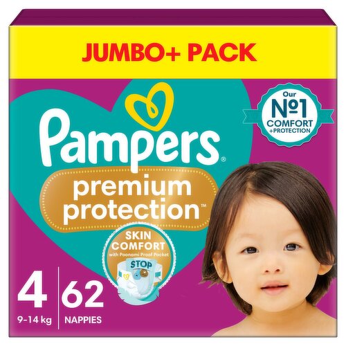 Pampers Premium Protection Size 4 Jumbo+ Pack (62 Piece)