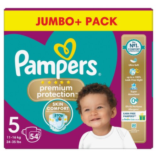 Pampers Premium Protection Size 5 Jumbo+ Pack (54 Piece)