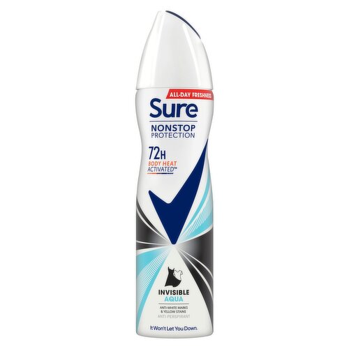 Sure Non Stop Invisible Aqua 72 Hour Antiperspirant Deodorant Spray (150 ml)